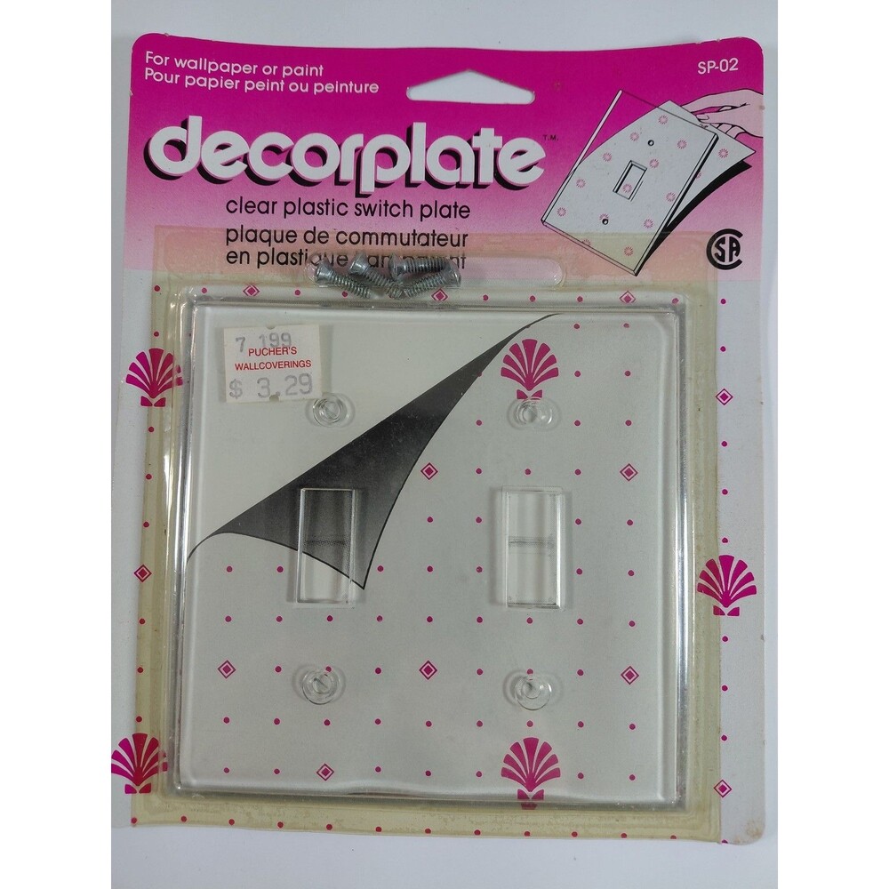Vintage Decorplate Clear Plastic Double Toggle Switch Wall Plate SP-02 NOS